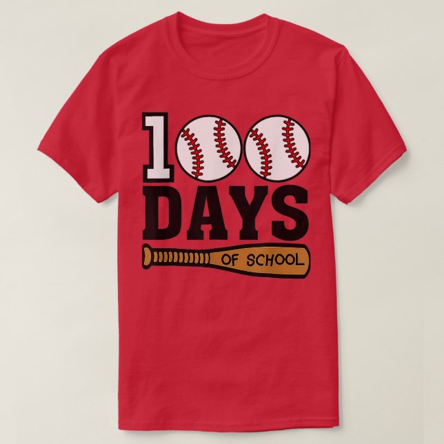 Camiseta Beisebol 100 dias de escola Feliz 100.º dia de ens (Frente do Design)