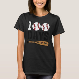 Camiseta Beisebol 100 dias de escola Feliz 100.º dia de ens