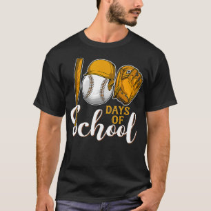 Camiseta Beisebol 100 dias de escola Feliz 100.º dia de ens