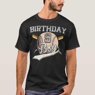 Camiseta Beisebol 9ª Festa de aniversário 9 Anos De Idade