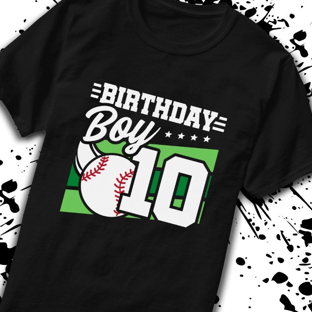 Camiseta Beisebol Aniversário de 10 anos Menino de 10 anos (Criador carregado)