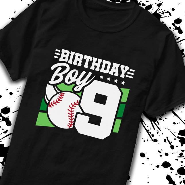 Camiseta Beisebol Aniversário de 9 Anos Menino 9º Aniversár (Criador carregado)
