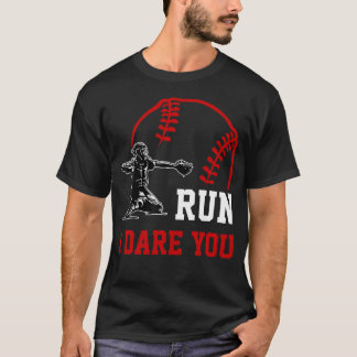 Camiseta Beisebol Antigo Catcher Divertido Meninos Corram à