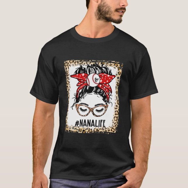 Camiseta Beisebol Branqueado Nana Messy Jogo Mães (Frente)