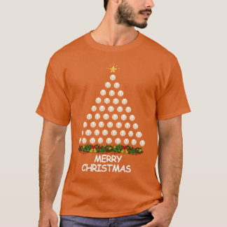 Camiseta Beisebol Christmasree Feliz presente de Natal