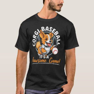 Camiseta Beisebol Corgi Cachorro Jogador De Beisebol Pupão