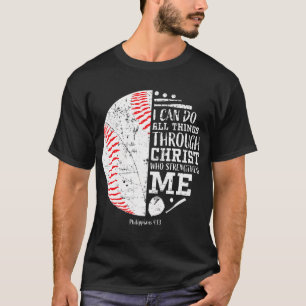 Camiseta Beisebol Cristão Posso Fazer Todas As Coisas Relig