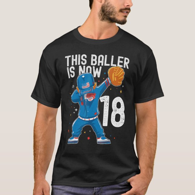 Camiseta Beisebol de 18 anos Aniversário 18.º Jogador Jogad (Frente)