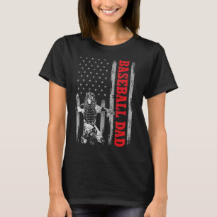 Camiseta Beisebol De Catcher Para Homens, American Flag Bas