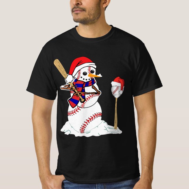 Camiseta Beisebol de Natal Jogando Baseball (Frente)