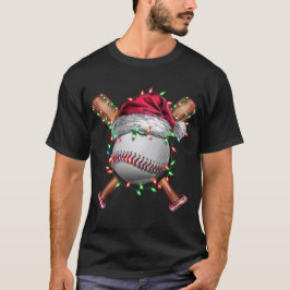 Camiseta Beisebol de Natal Papai Noel Esportes Natal Feriad