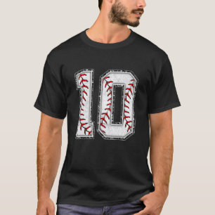 Camiseta Beisebol do 10º Aniversário Grande Número 10 Anos
