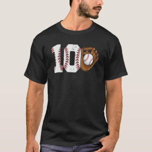 Camiseta Beisebol do 10º Aniversário Grande Número 10 Anos