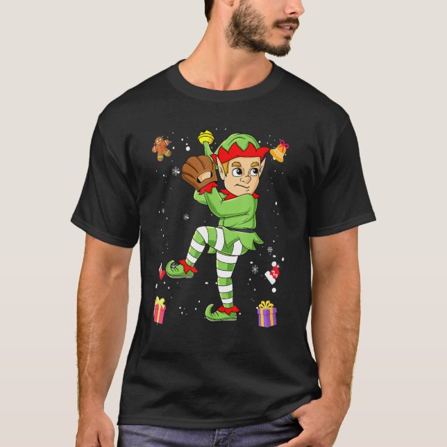 Camiseta Beisebol Do Elfo De Natal Meninos Crianças Adolesc (Frente)