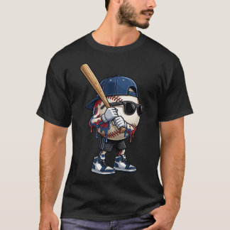 Camiseta Beisebol Drip Para Meninos Sorvete Drip Beisebol