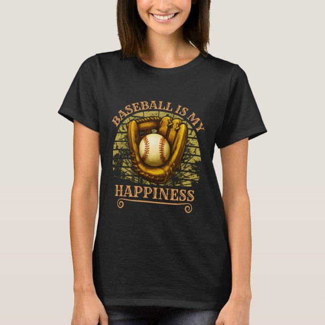 Camiseta beisebol é a minha felicidade (Frente)