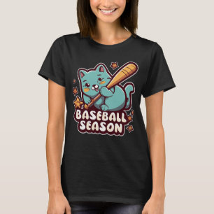 Camiseta Beisebol Engraçado de Gato