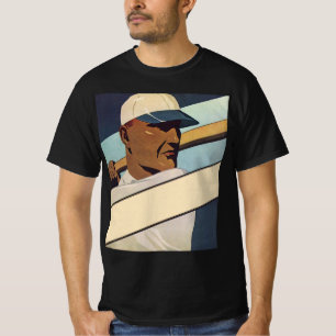 Camiseta Beisebol Esportivo Vintage Batedor, Arte Estilizad
