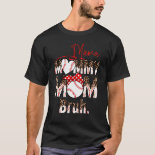 Camiseta Beisebol Filho Mãe Mamãe Bruh Leopardo Mothe