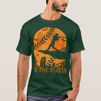 Camiseta Beisebol Halloween Esta é a temporada de beisebol