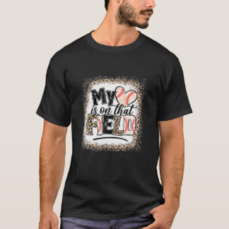 Camiseta Beisebol Leopardo Sangrado Mãe Meu Coração Está Ni