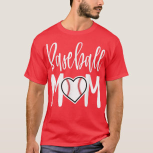 Camiseta Beisebol Mãe Coração Presente para Mães Esportivas