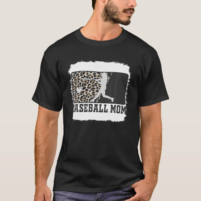 Camiseta Beisebol Mãe Engraçada Mãe Vida Leopardo Sangrado (Frente)