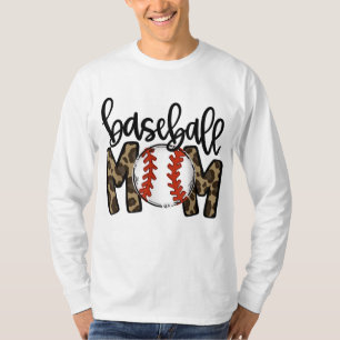 Camiseta Beisebol Mãe Jogo Leopardo Vibes T-ball Mãe Mot