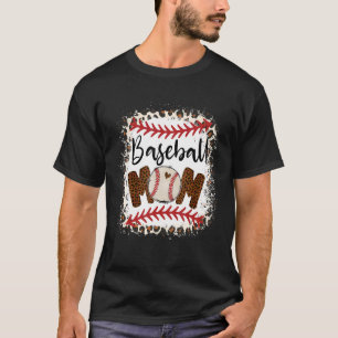 Camiseta Beisebol Mãe Leopard Softball Mãe De Volta À Escol