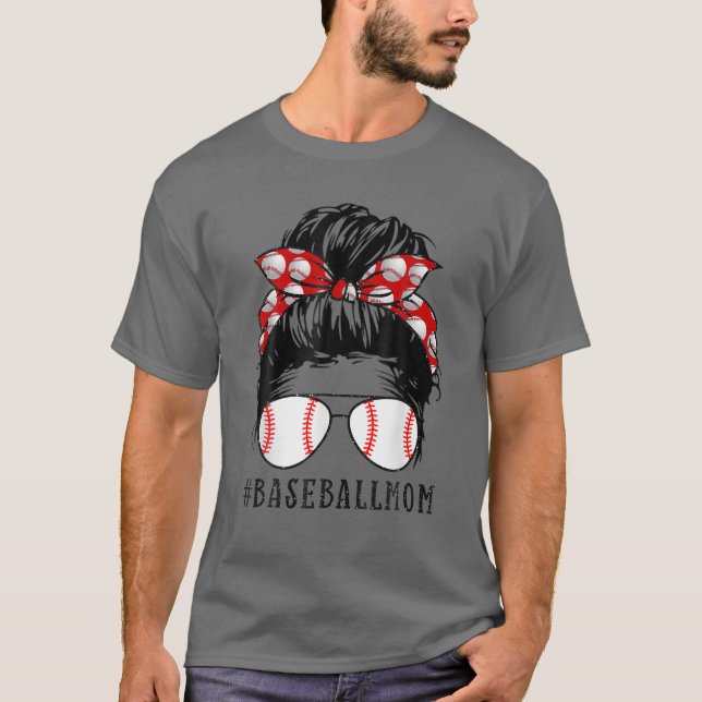 Camiseta Beisebol Mãe Mensagem Bun Orgulhosa Mama Baseball  (Frente)