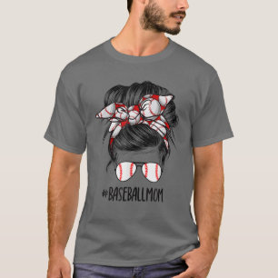 Camiseta Beisebol Mãe Mensagem Bun Orgulhosa Mama Baseball 