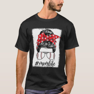 Camiseta Beisebol Mãe Vida Mistura Bun Óculos Solares Ble