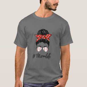 Camiseta Beisebol Mãe Vida Mistura Bun Óculos Solares Mul