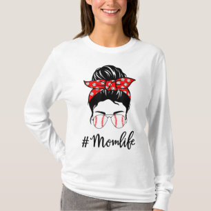 Camiseta Beisebol Mãe Vida Mistura Bun Óculos Solares Mulhe