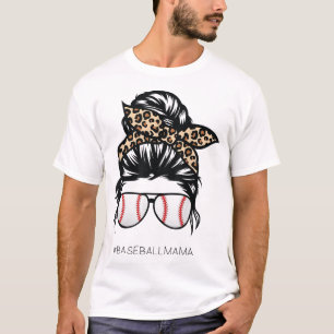 Camiseta Beisebol mama Leopard Engraçado mamãe pão de cabel