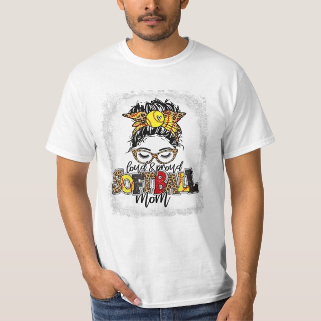 Camiseta Beisebol Mamãe Mensagem Bun Hair (Frente)
