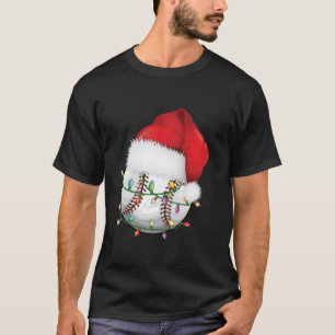 Camiseta Beisebol Natal Santa Hat Engraçado Baseball Xmas H