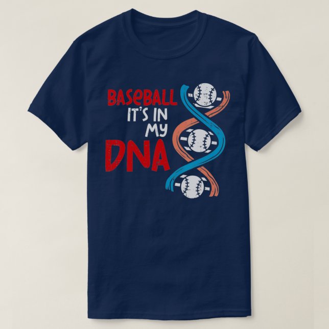 Camiseta Beisebol No Meu DNA Engraçado Jogador Da Equipe De (Frente do Design)