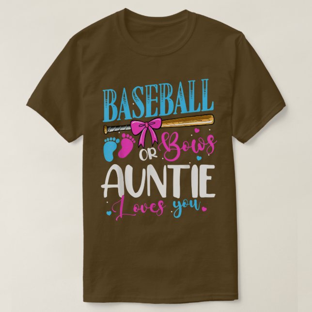 Camiseta Beisebol Ou Arco Tia ama Você Rosa ou Blue Gen (Frente do Design)