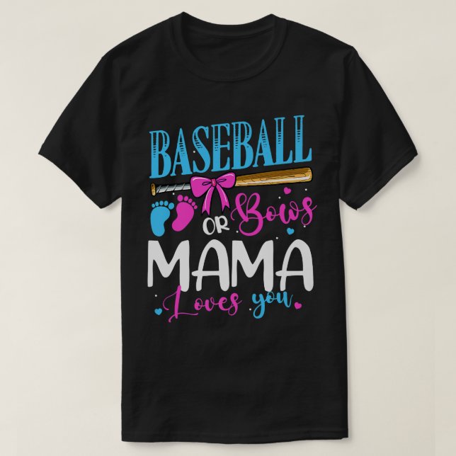 Camiseta Beisebol ou Arcos Mama ama Você Rosa ou Gende Azul (Frente do Design)