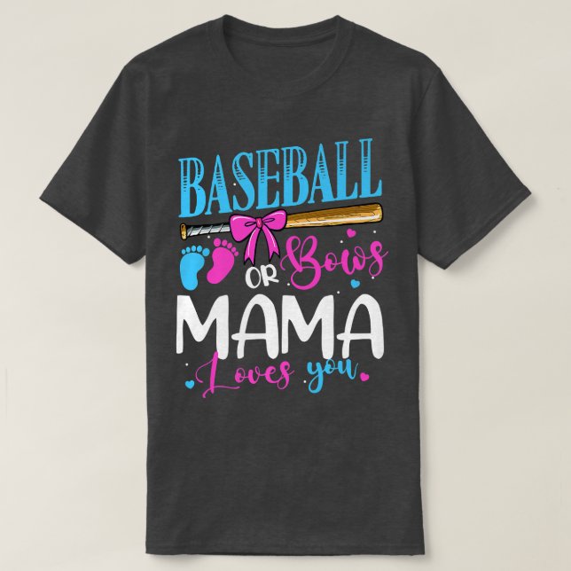 Camiseta Beisebol ou Arcos Mama ama Você Rosa ou Gende Azul (Frente do Design)