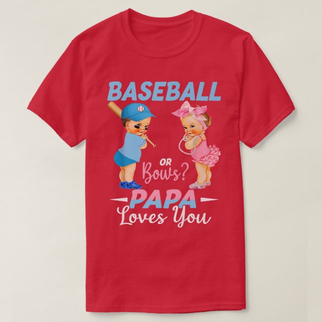 Camiseta Beisebol Ou Arcos Papá Te Ama A Revelação Do Gêner (Frente do Design)