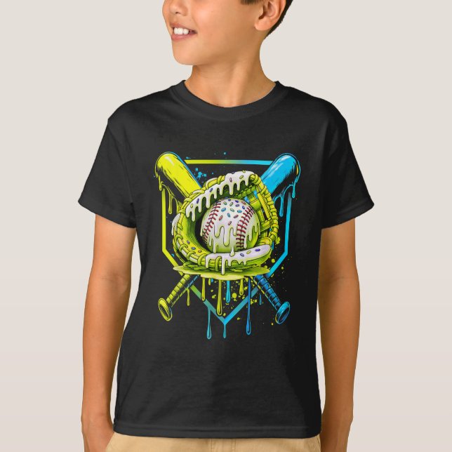 Camiseta Beisebol Para Rapazes Jovens Sorvetes De  B (Frente)