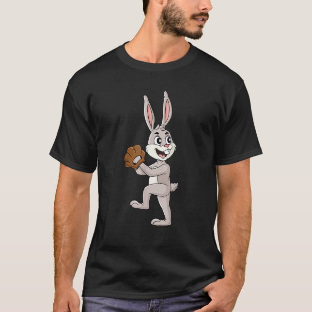 Camiseta Beisebol Páscoa Rabbit Pitcher Meninas Garotas (Frente)
