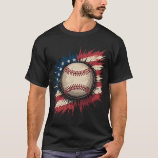 Camiseta Beisebol Patriótico EUA Bandeira Americana Esporte
