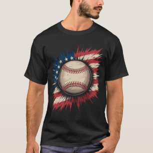 Camiseta Beisebol Patriótico EUA Bandeira Americana Esporte