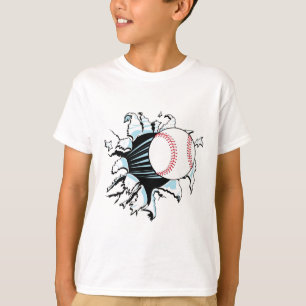 Camiseta beisebol poderoso rasgando