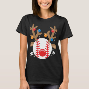 Camiseta Beisebol Reindeer Engraçado Feliz Natal