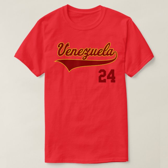 Camiseta Beisebol Retro Venezuela Vinotinto Beisbol 24 (Frente do Design)