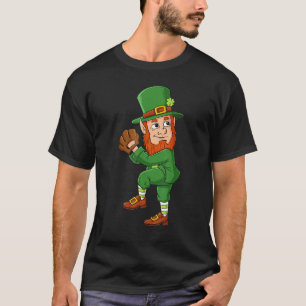 Camiseta Beisebol Saint Patricks Day Leprechaun Pitcher Boy